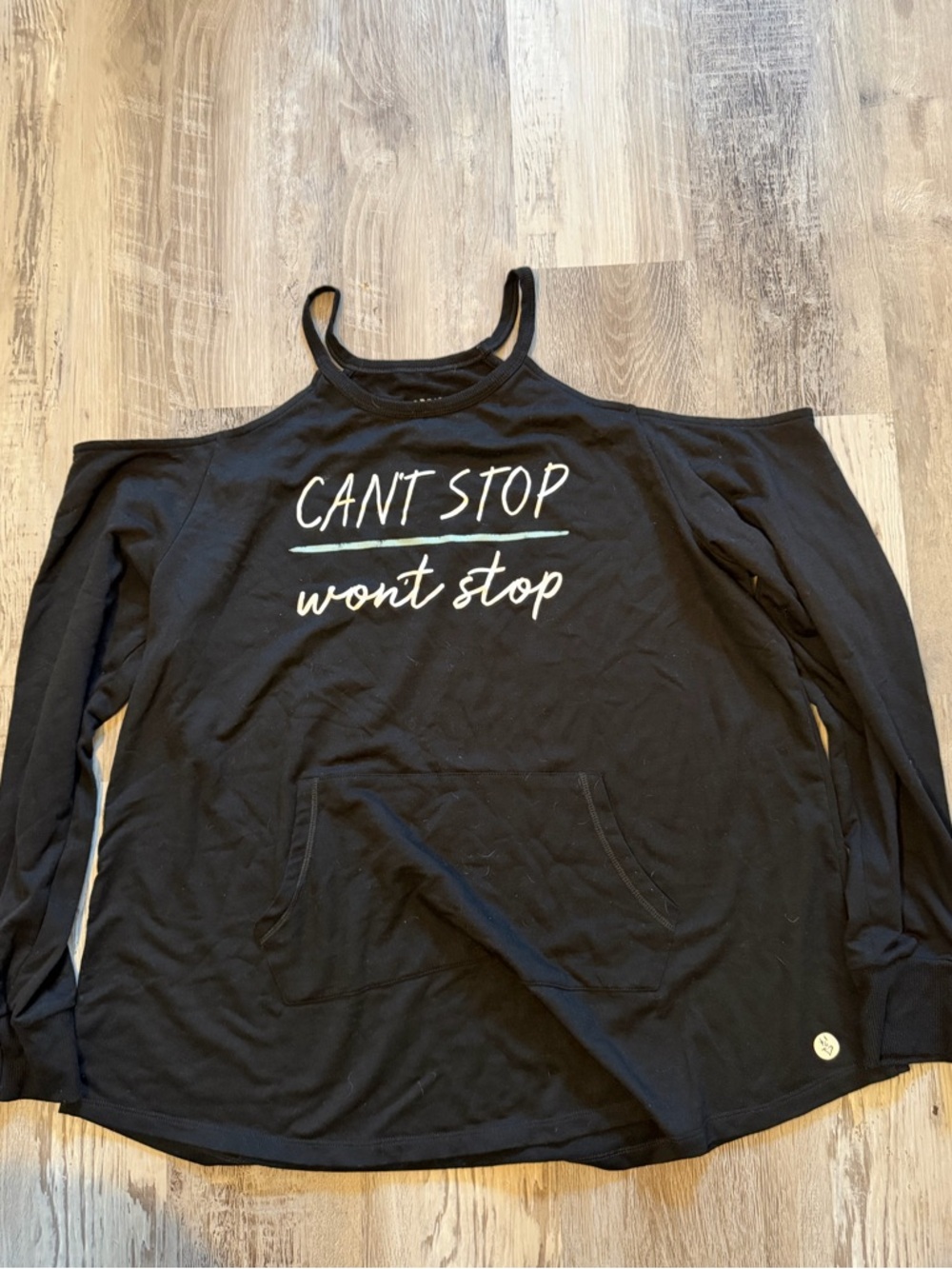 Torrid Cold Shoulder Graphic Sweatshirt - "Can't Stop Won't Stop"